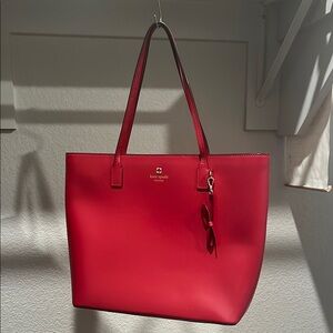 Kate Spade Red Leather Tote with Classic Design